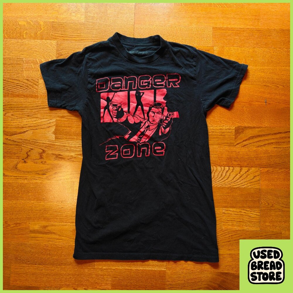 Archer Danger Zone T-Shirt | S | Black | Crew | Animation | Cartoon | FX